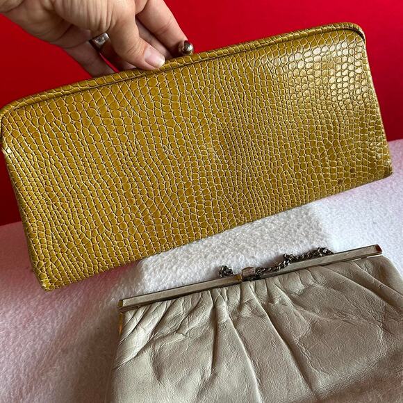 Vintage Purses Clutch Cream Golden Yellow Retro Classic Grandmacore Handbags - Picture 6 of 8
